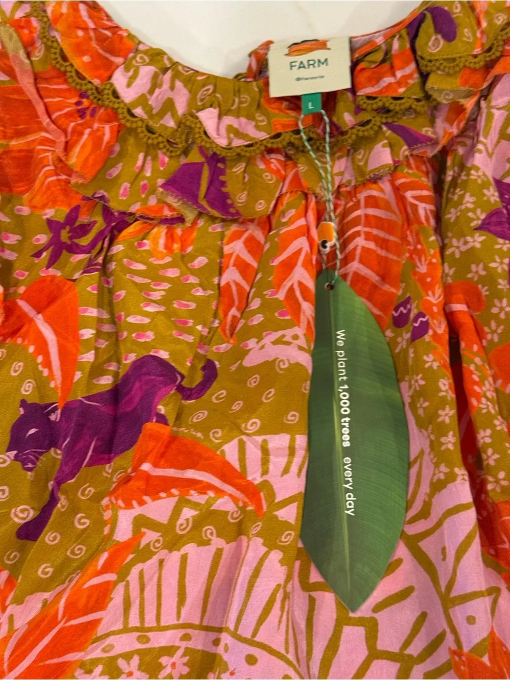 FARM Rio Multicolor Floral Ruffled Blouse - Orange, Pink, Olive, Purple